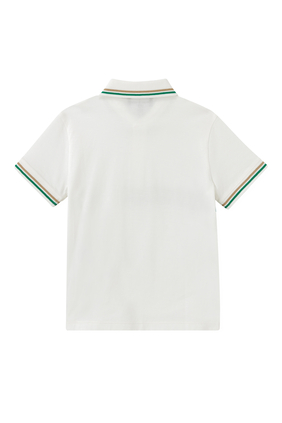 Contrast Line Logo Polo Shirt in Cotton Piqué